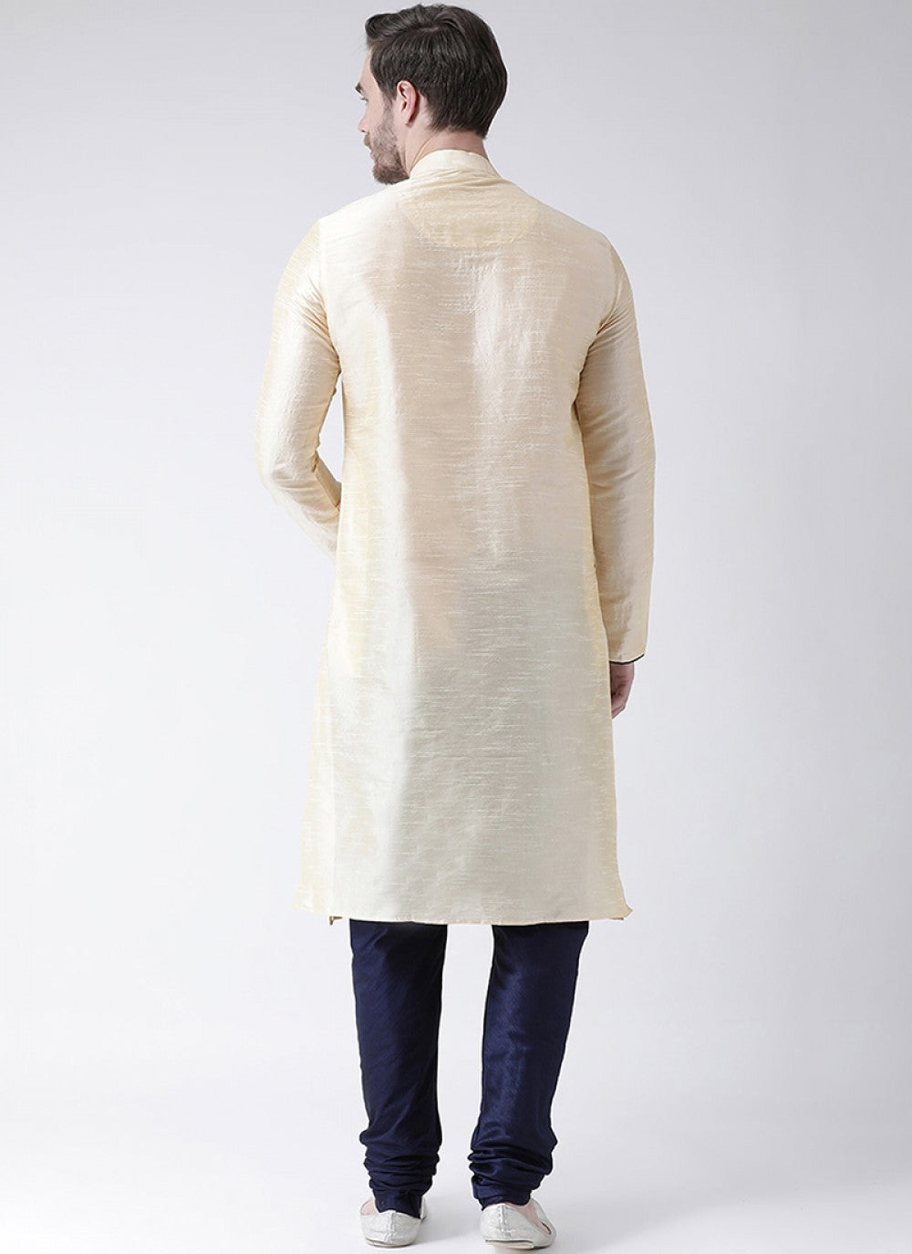 Plain Art Dupion Silk Cream Kurta Pyjama - M1445