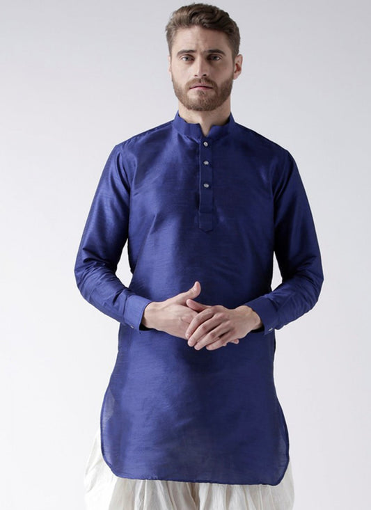 Plain Art Dupion Silk Blue Kurta - M1406