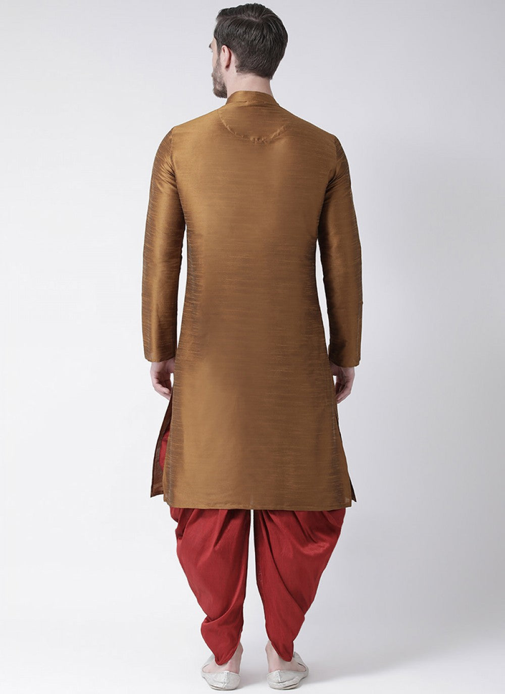 Plain Art Dupion Silk Brown Dhoti Kurta - M1435