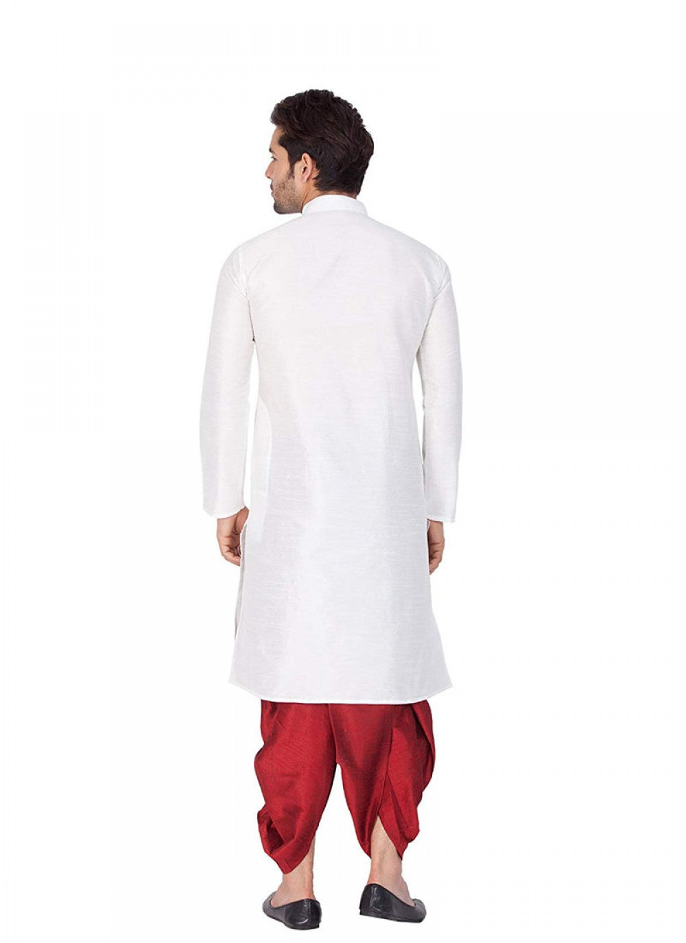 Plain Art Dupion Silk White Kurta Pyjama - M1172