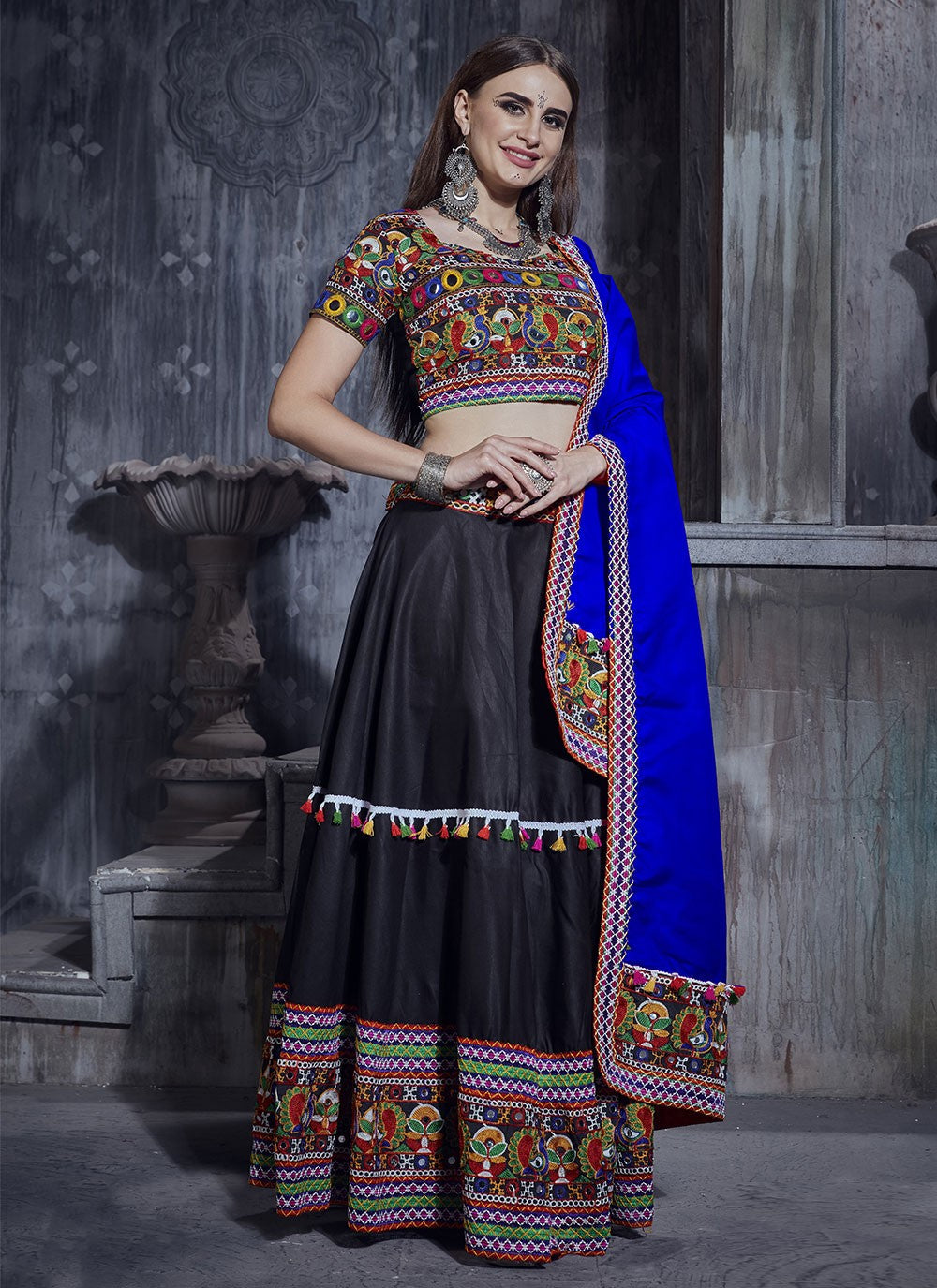 Embroidered Art Silk A - Line Lehenga - L0555