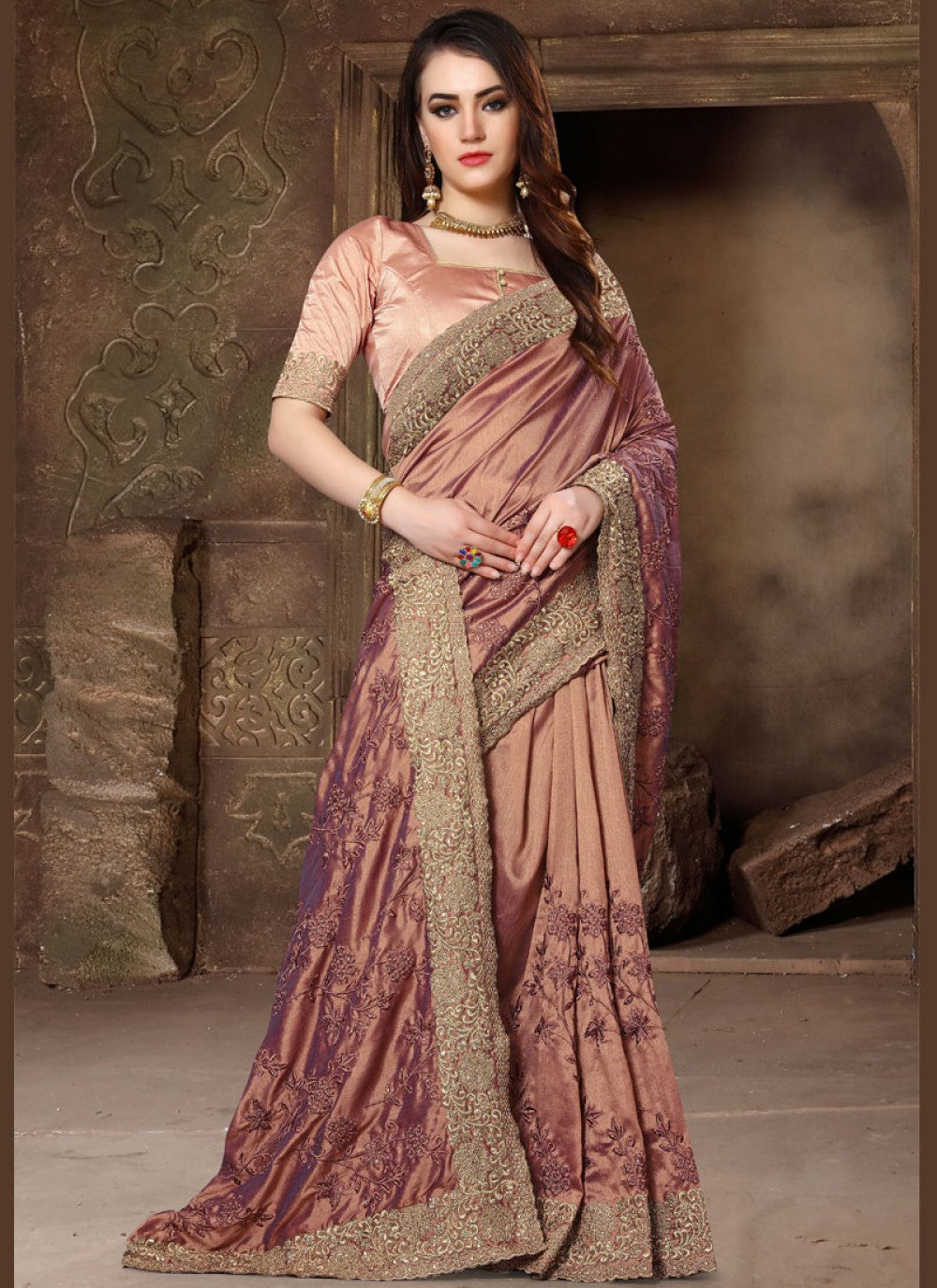 Classic Embroidered Art Silk Saree - S0022