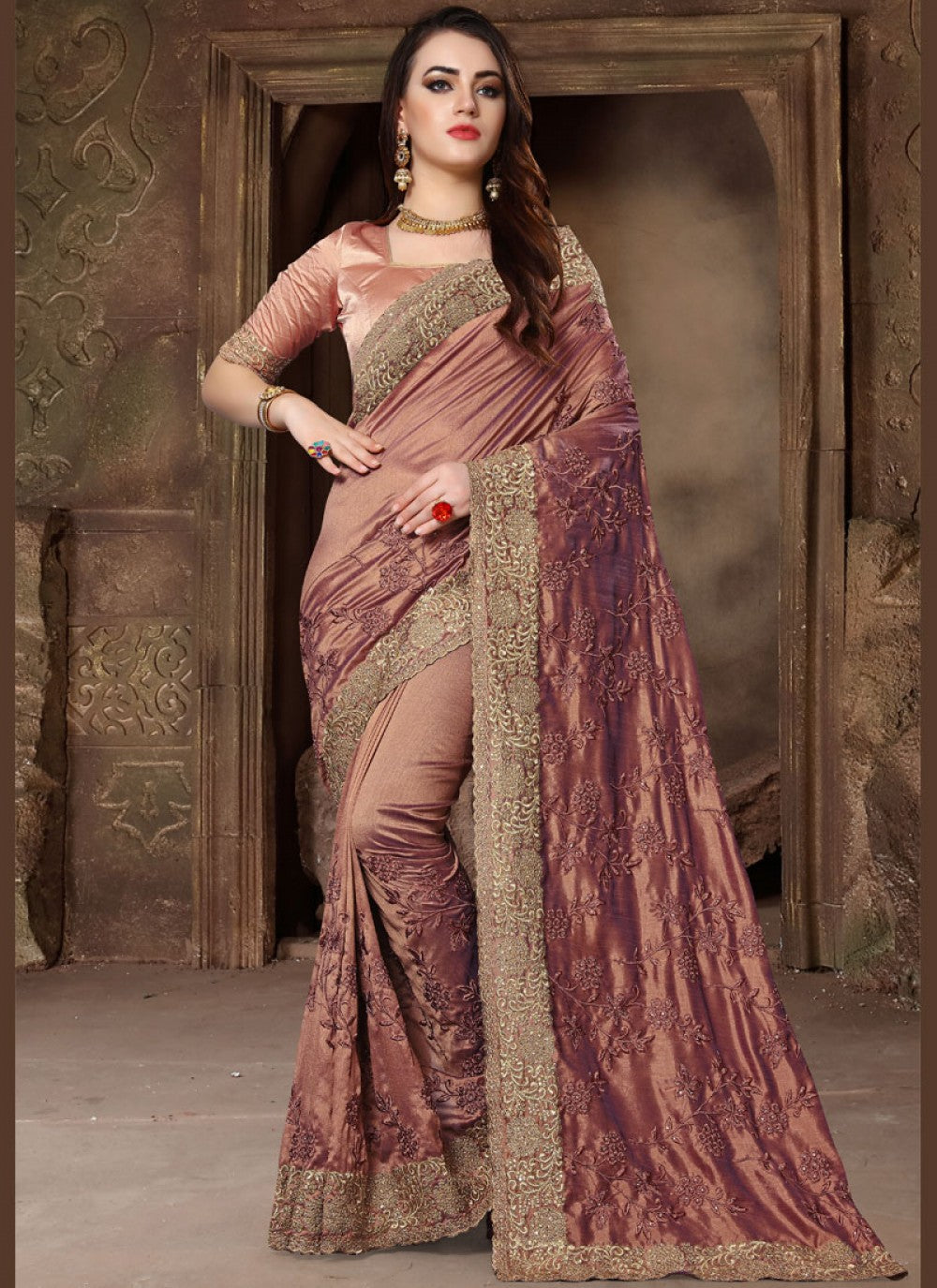 Classic Embroidered Art Silk Saree - S0022