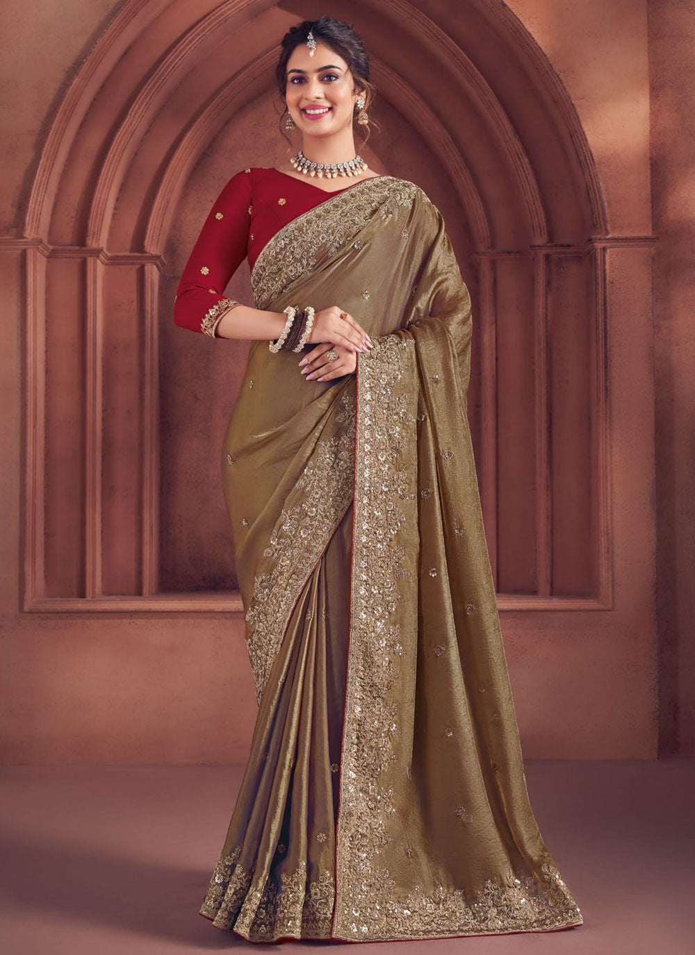 Embroidered, Zari Art Silk Saree - S12177