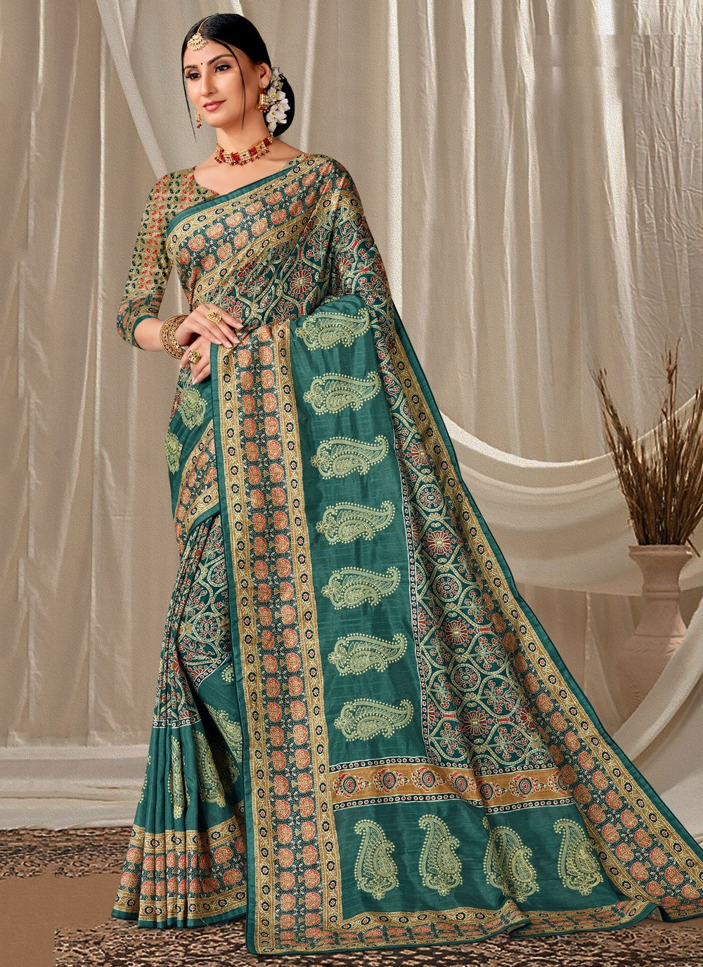 Trendy Embroidered Art Silk Saree - S4791