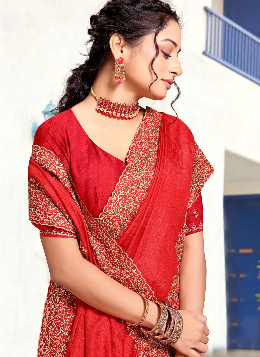 Classic Border Work Art Silk Saree - S8150