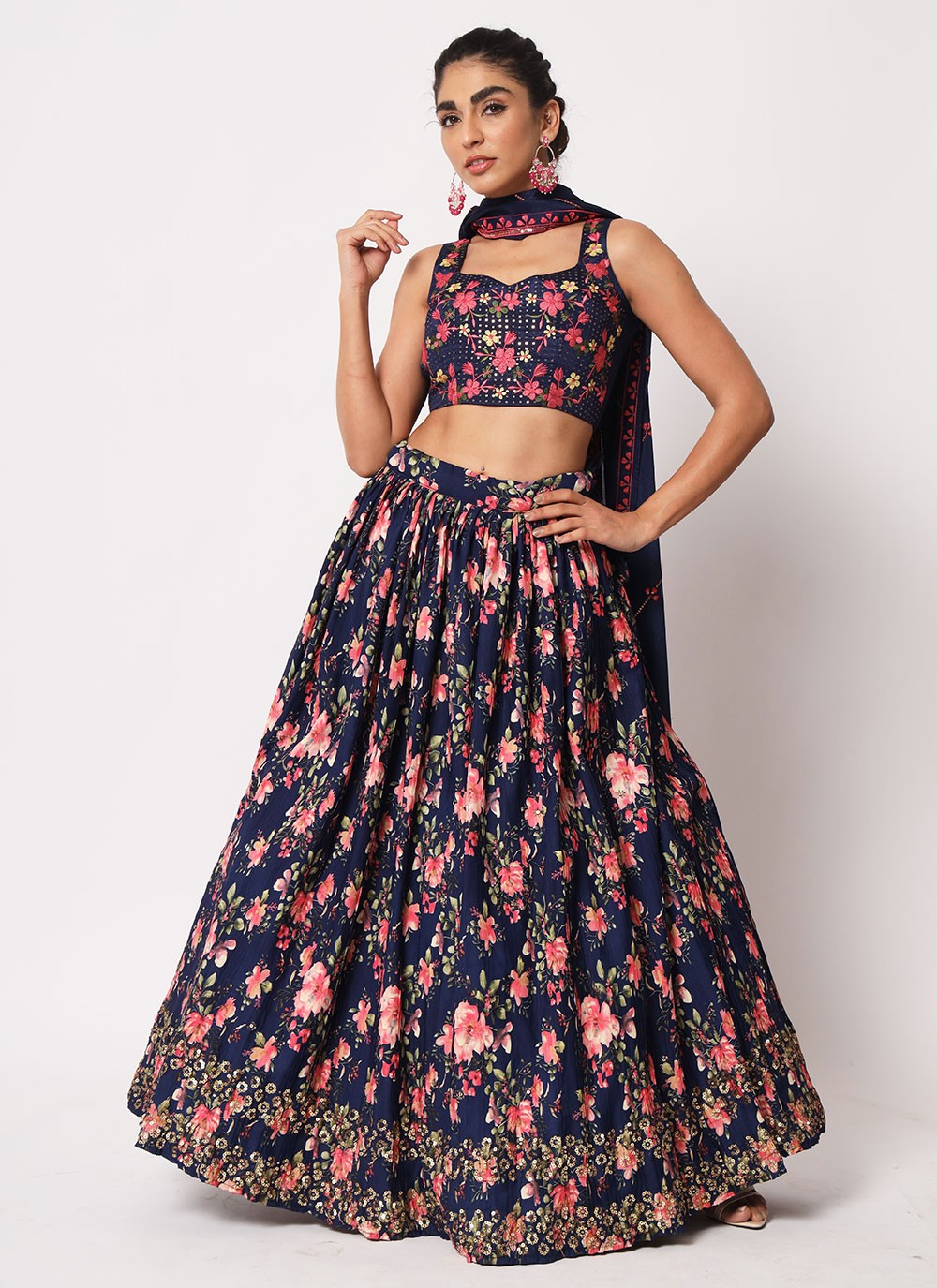 Embroidered Art Silk, Crush A - Line Lehenga - L0773