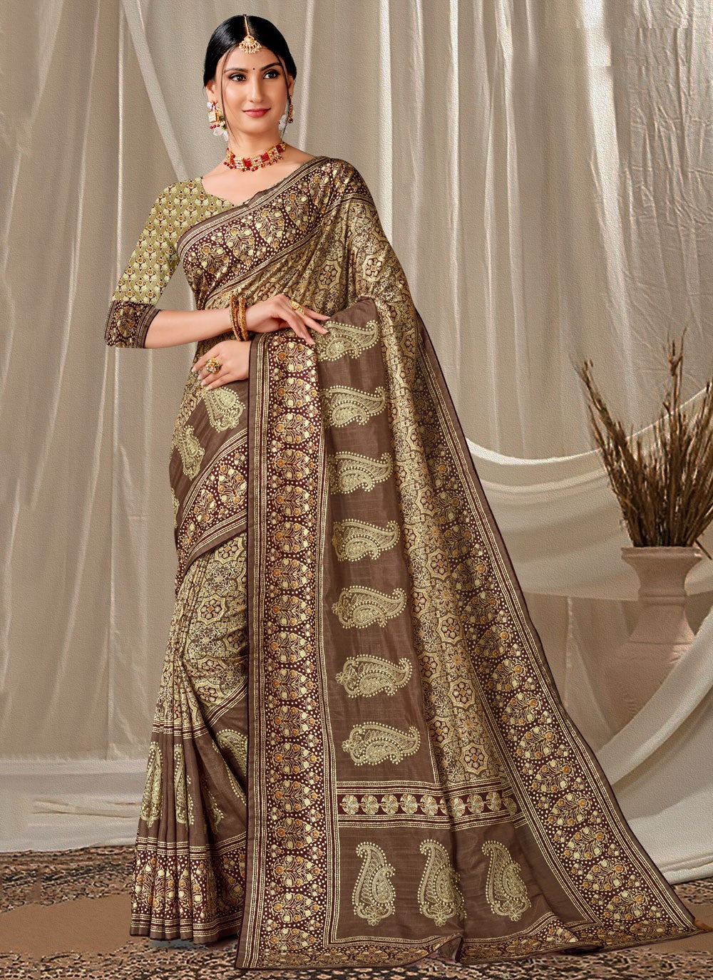 Trendy Embroidered Art Silk Saree - S4791