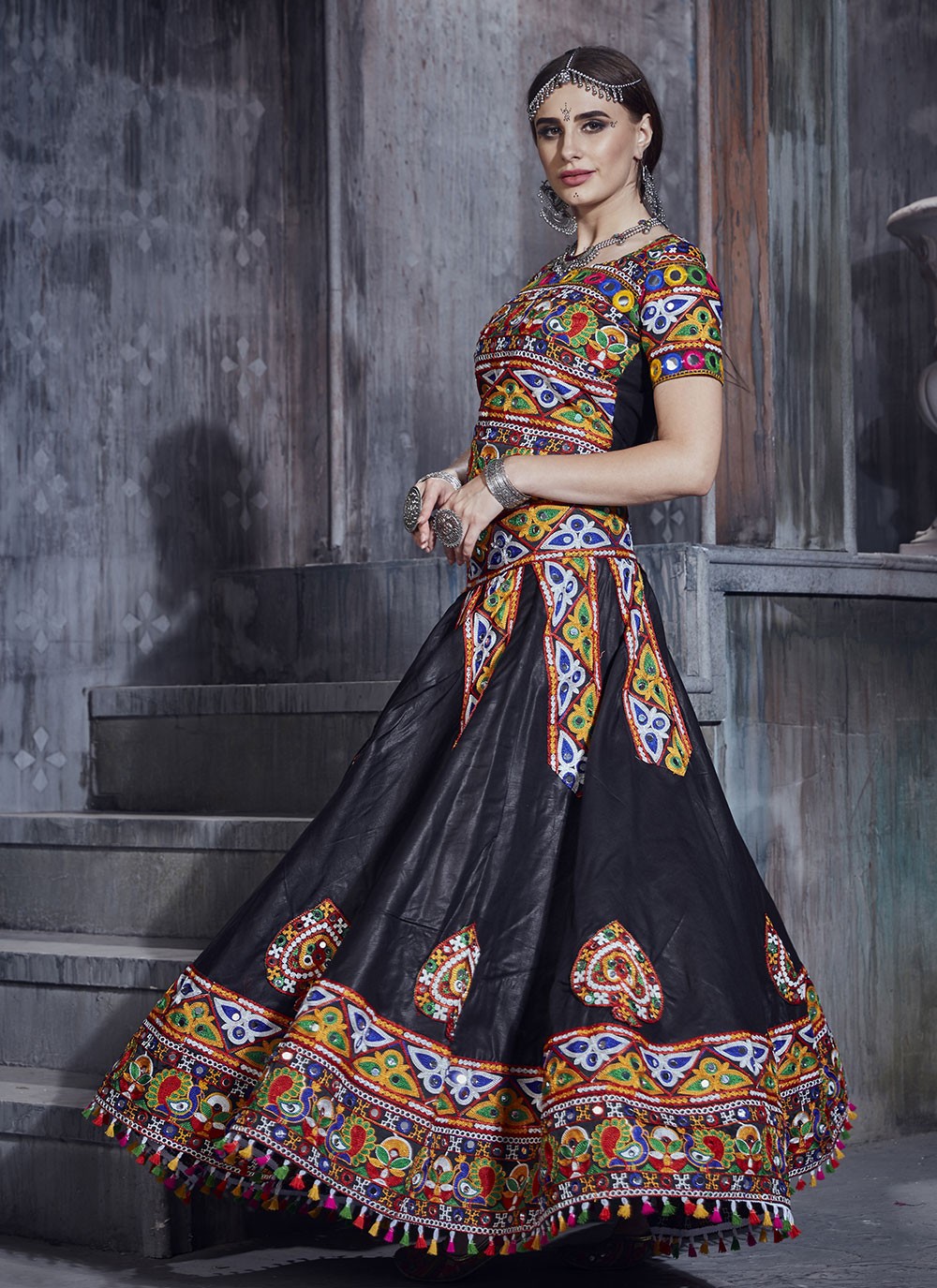 Embroidered Art Silk A - Line Lehenga - L0555