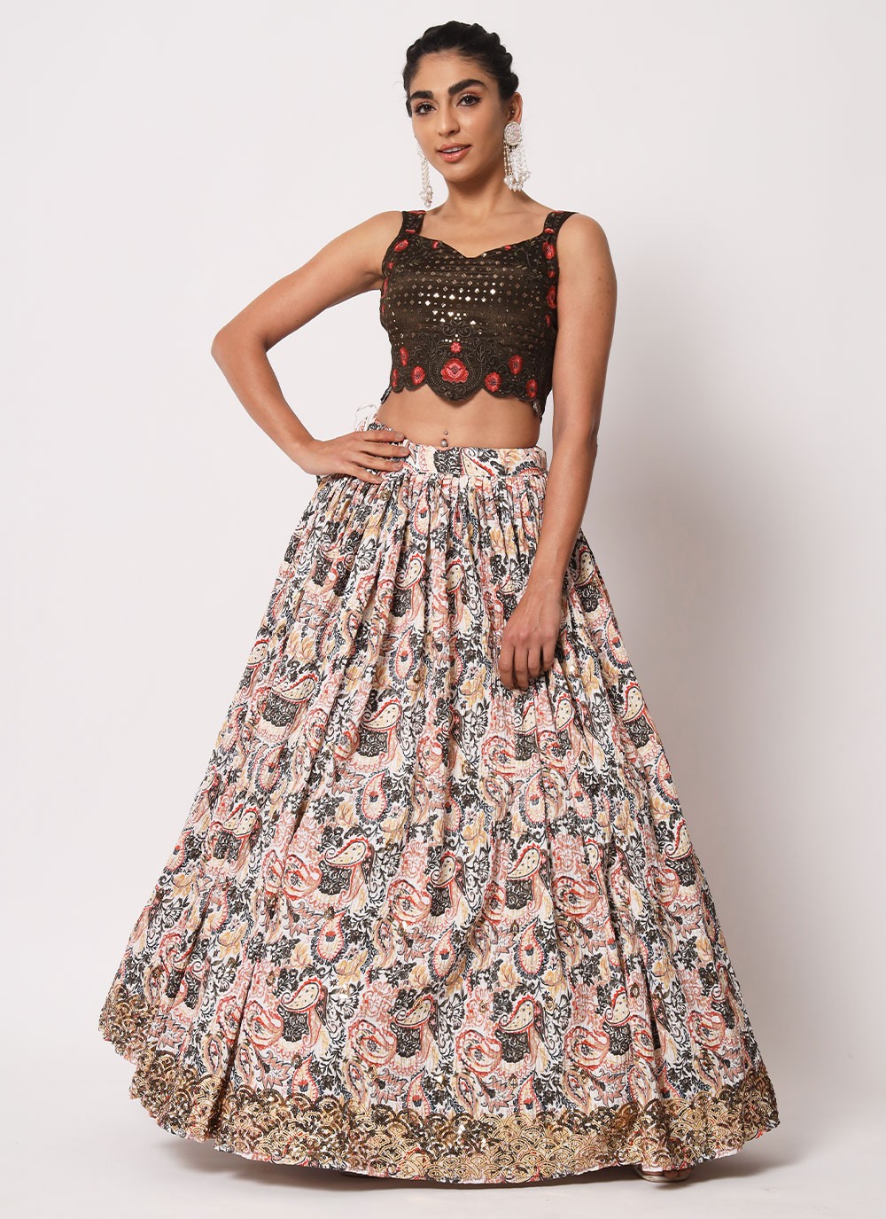 Embroidered Art Silk, Crush A - Line Lehenga - L0773