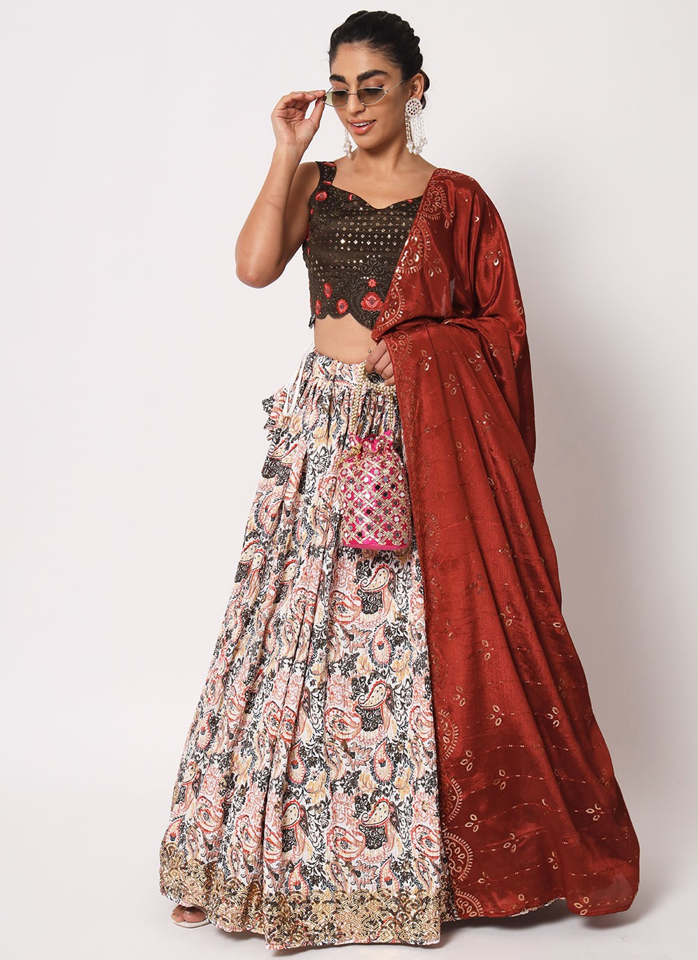 Embroidered Art Silk, Crush A - Line Lehenga - L0773