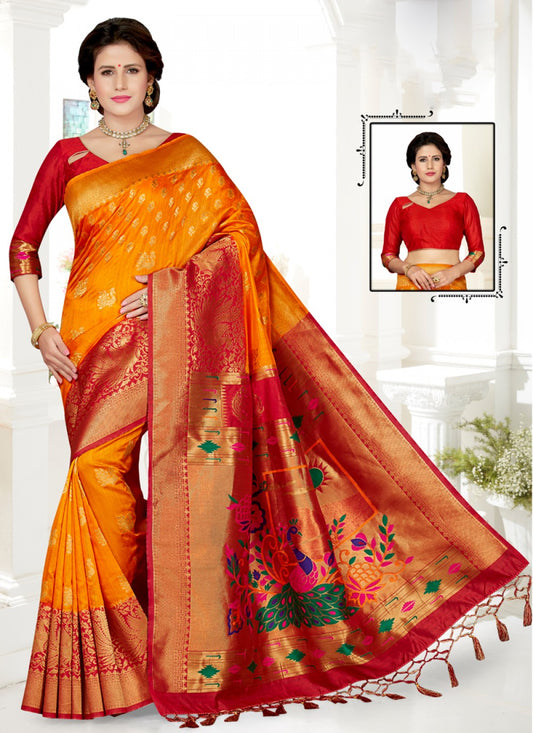 Traditional Embroidered Art Silk Saree - S0028