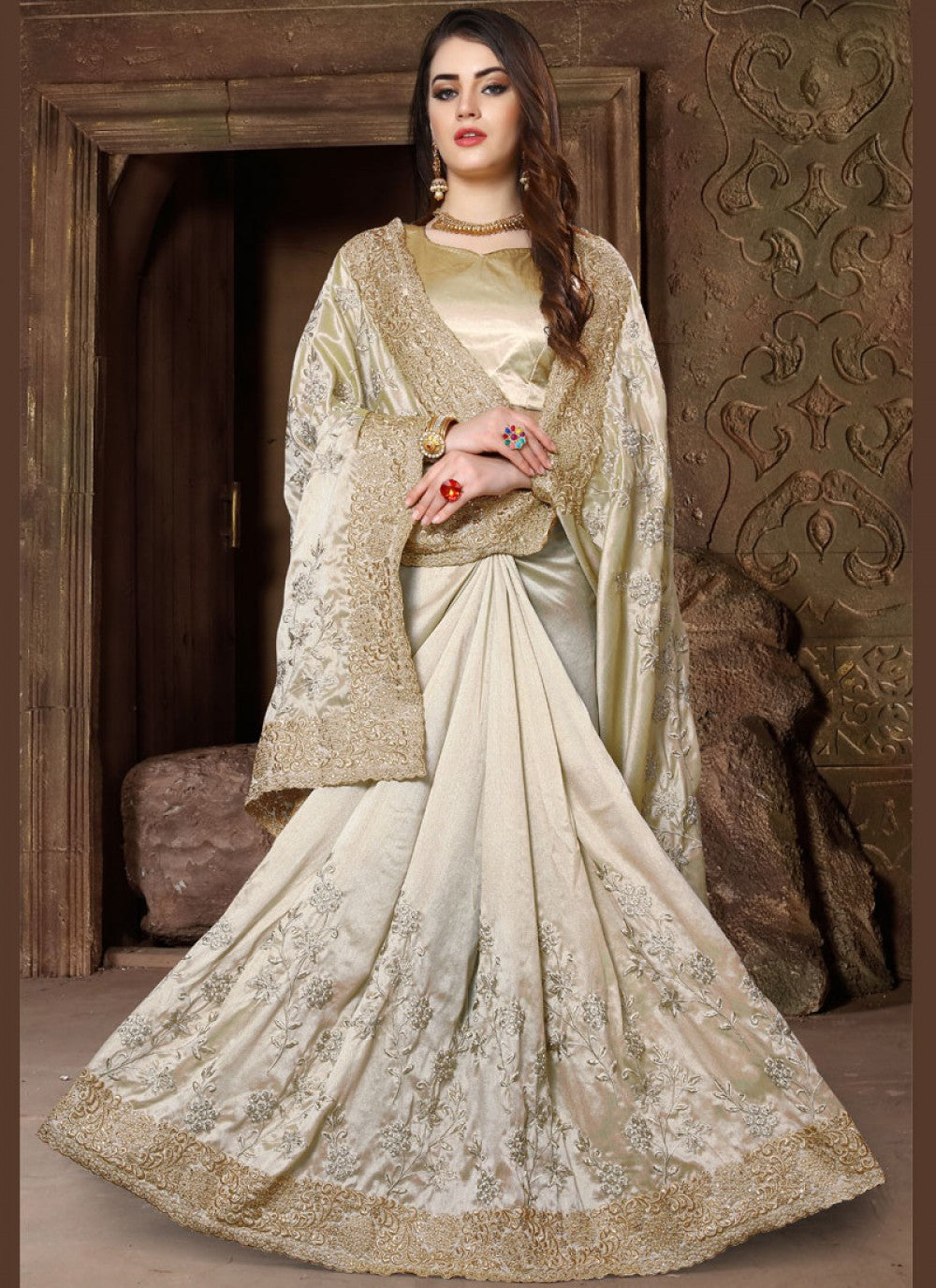 Classic Embroidered Art Silk Saree - S0022