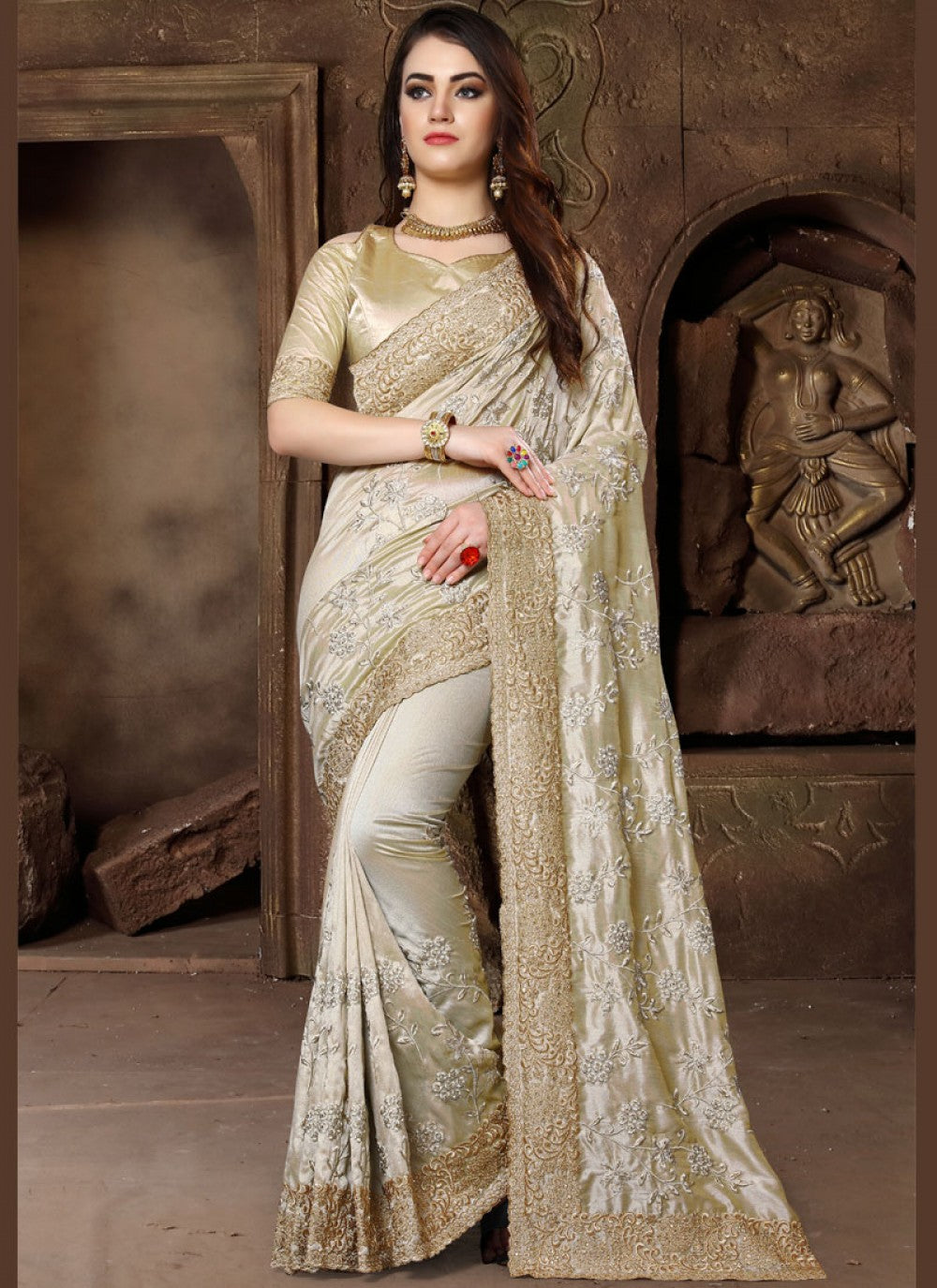 Classic Embroidered Art Silk Saree - S0022