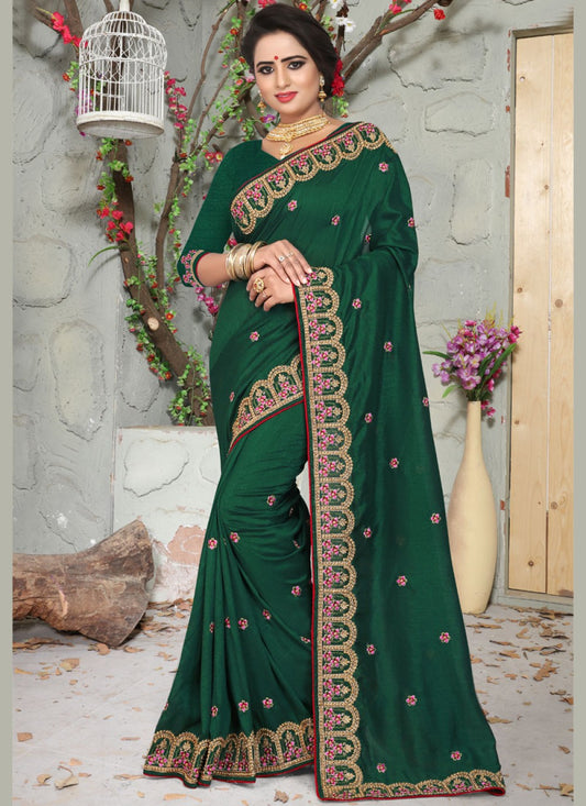 Traditional Embroidered Art Silk Saree - S0018