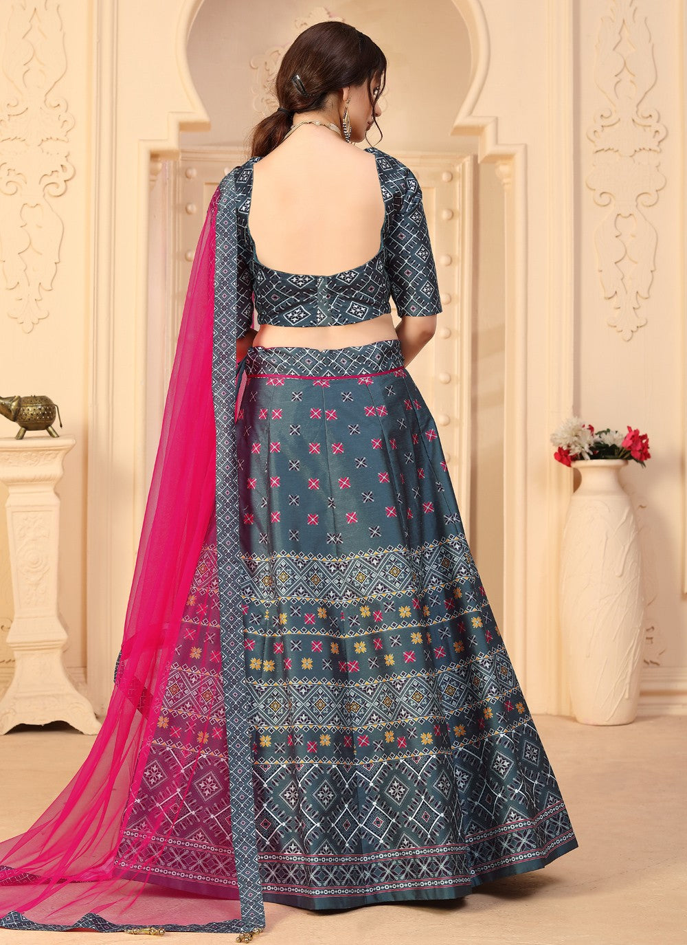 Digital Print Art Silk A - Line Lehenga - L0151