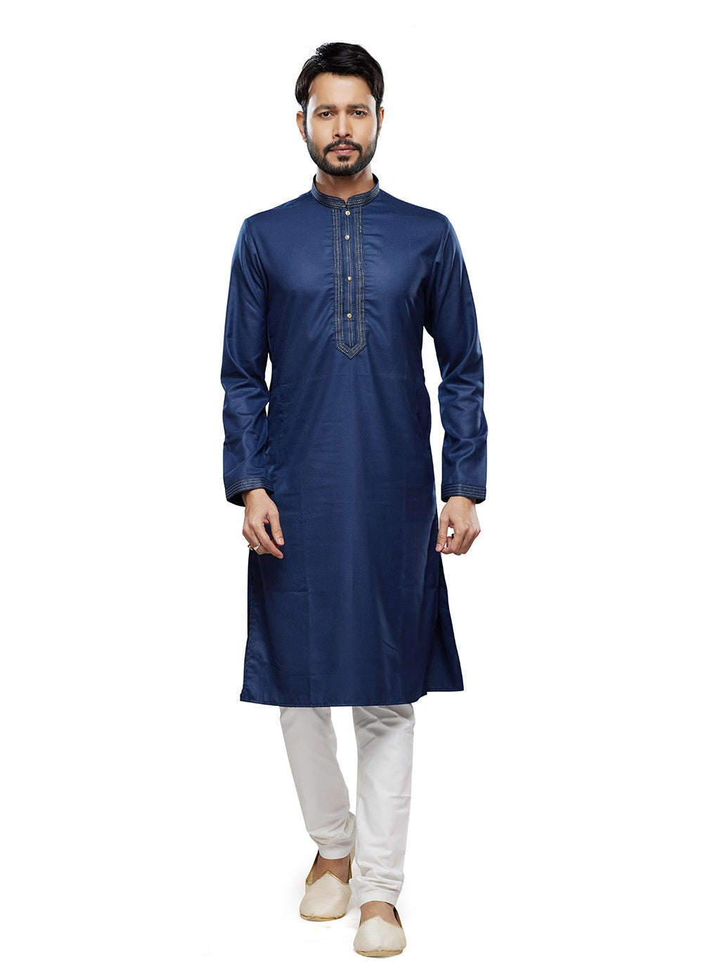 Plain Art Silk Blue Kurta Pyjama - M6757