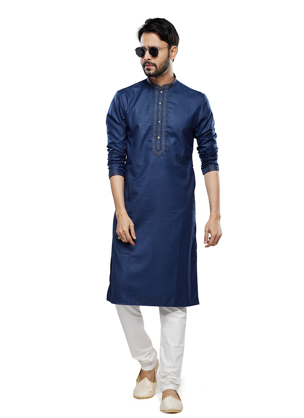 Plain Art Silk Blue Kurta Pyjama - M6757