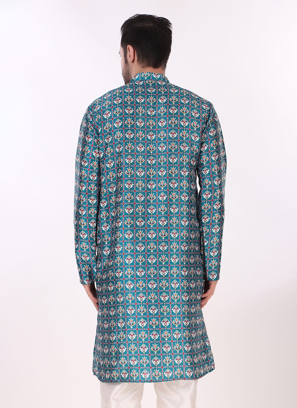 Printed Art Silk Blue Kurta Pyjama - M8271