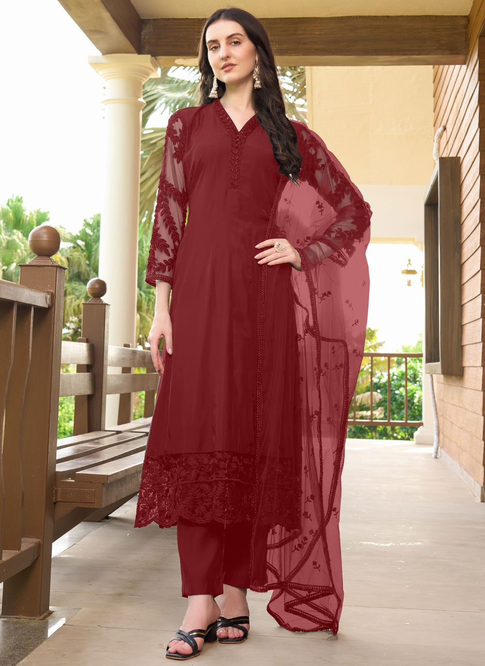 Embroidered Art Silk Salwar Suit - T4415