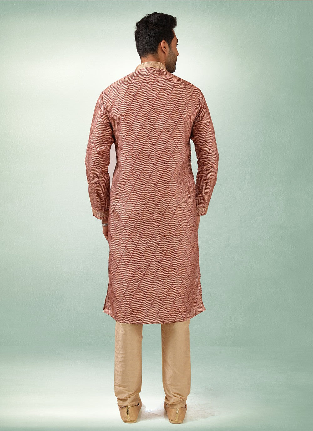 Printed Art Silk Maroon Kurta Pyjama - M2860