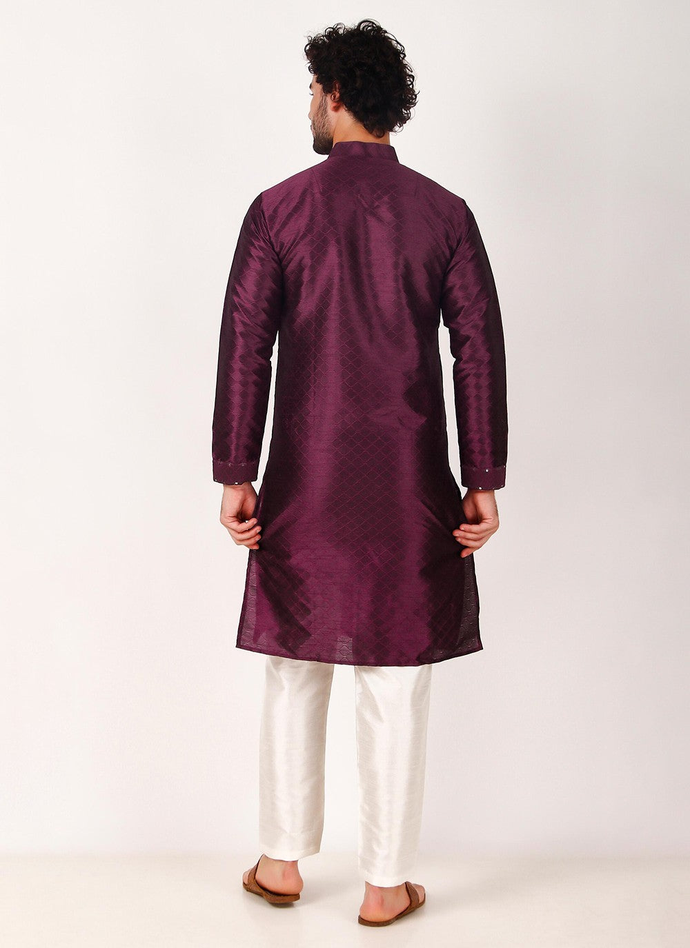 Embroidered Art Silk Purple Kurta Pyjama - M8167