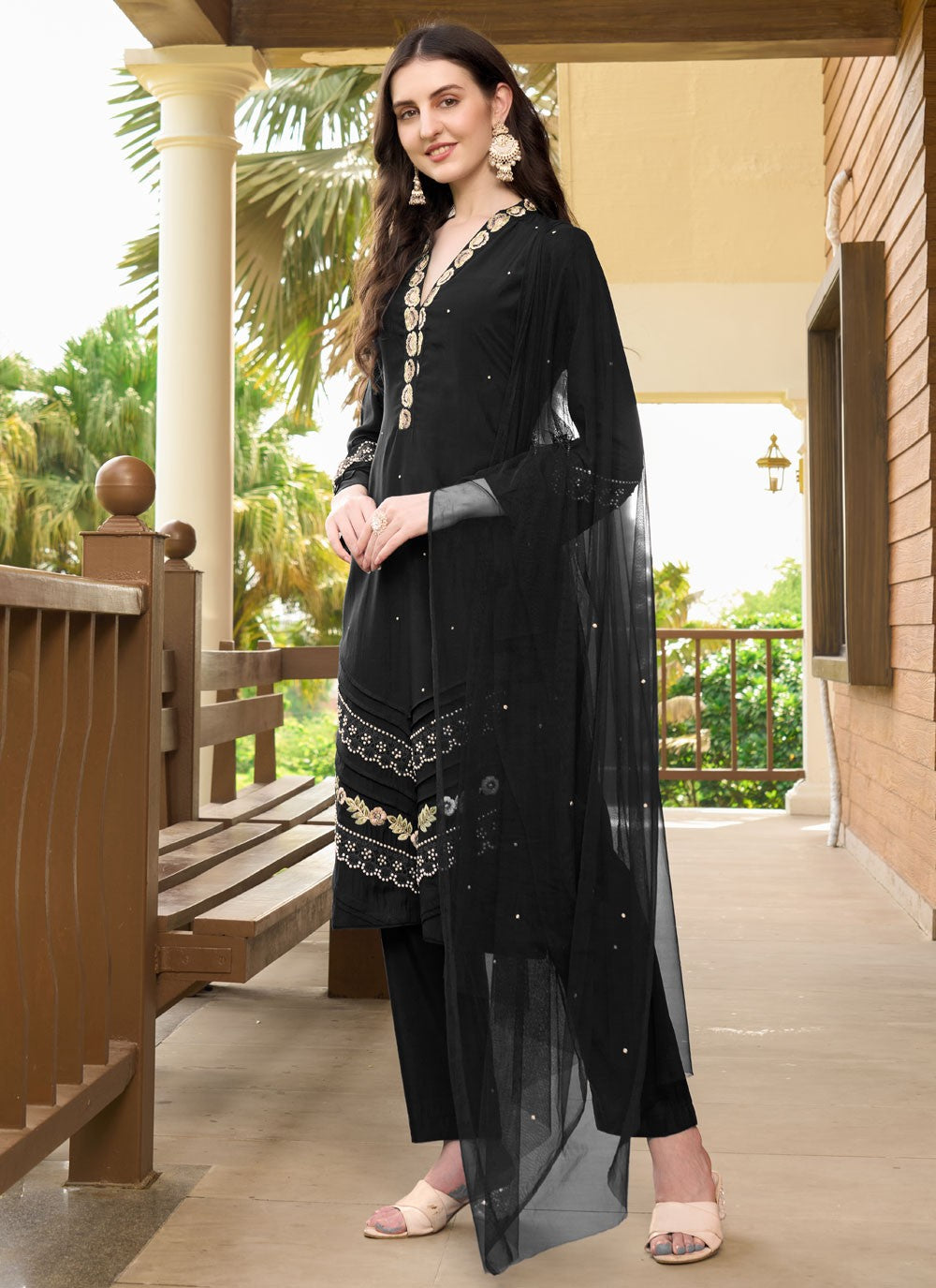 Embroidered Art Silk Salwar Suit - T4415