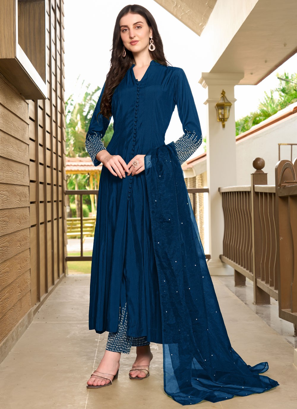 Embroidered Art Silk Salwar Suit - T4415