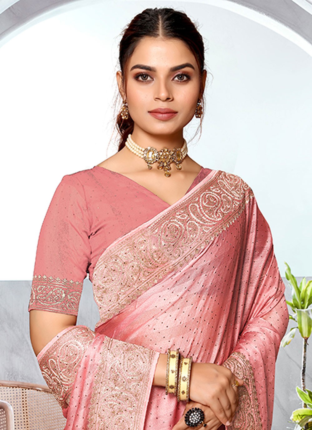 Classic Embroidered Art Silk Saree - S5981