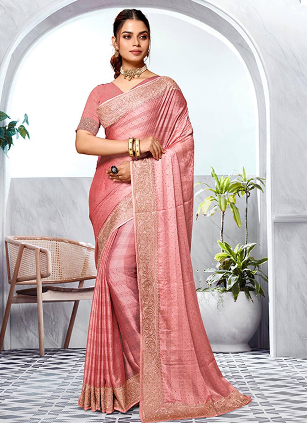 Classic Embroidered Art Silk Saree - S5981