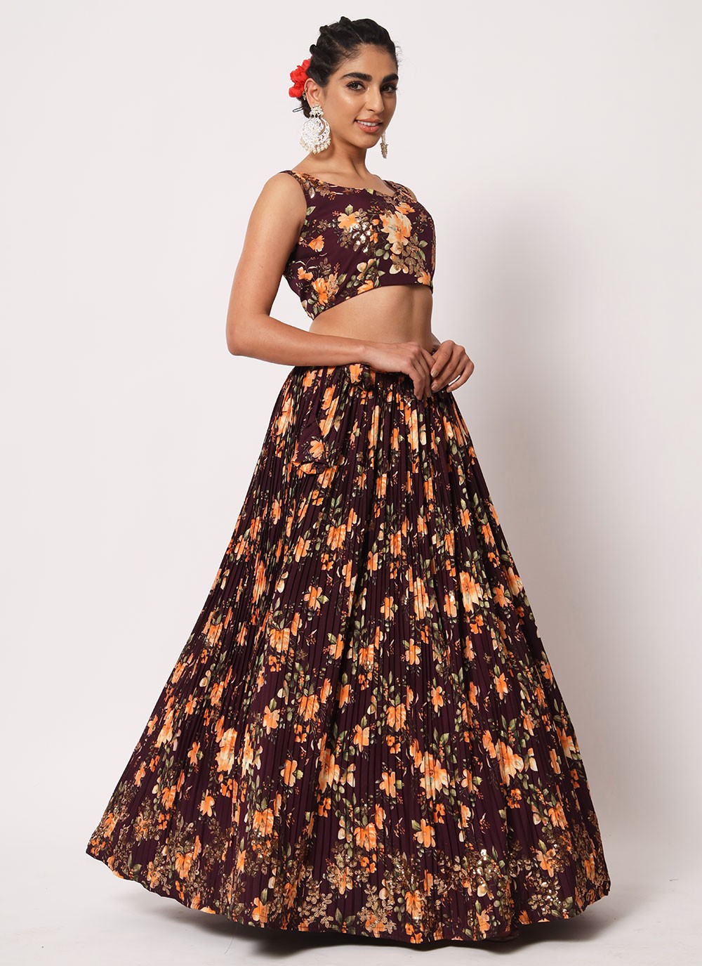 Embroidered Art Silk, Crush A - Line Lehenga - L0773