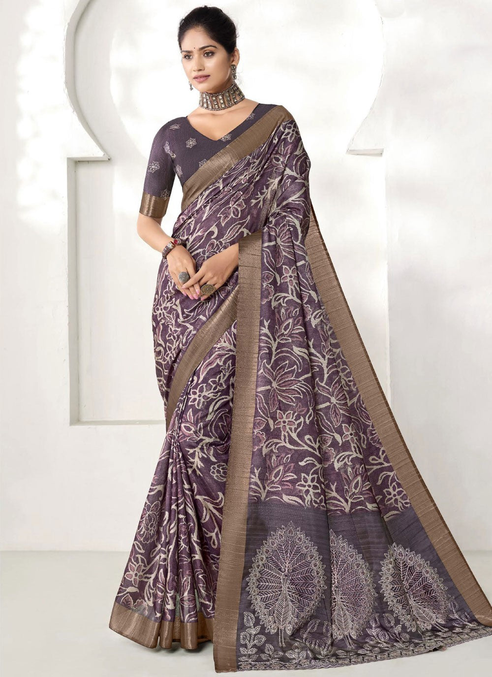 Classic Printed Art Silk Saree - S9203