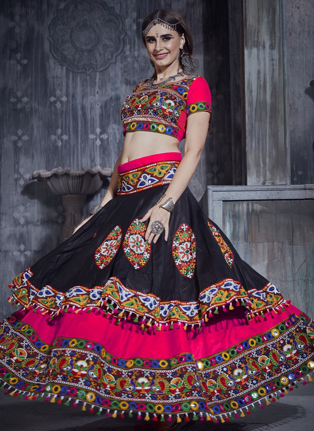 Embroidered Art Silk A - Line Lehenga - L0555