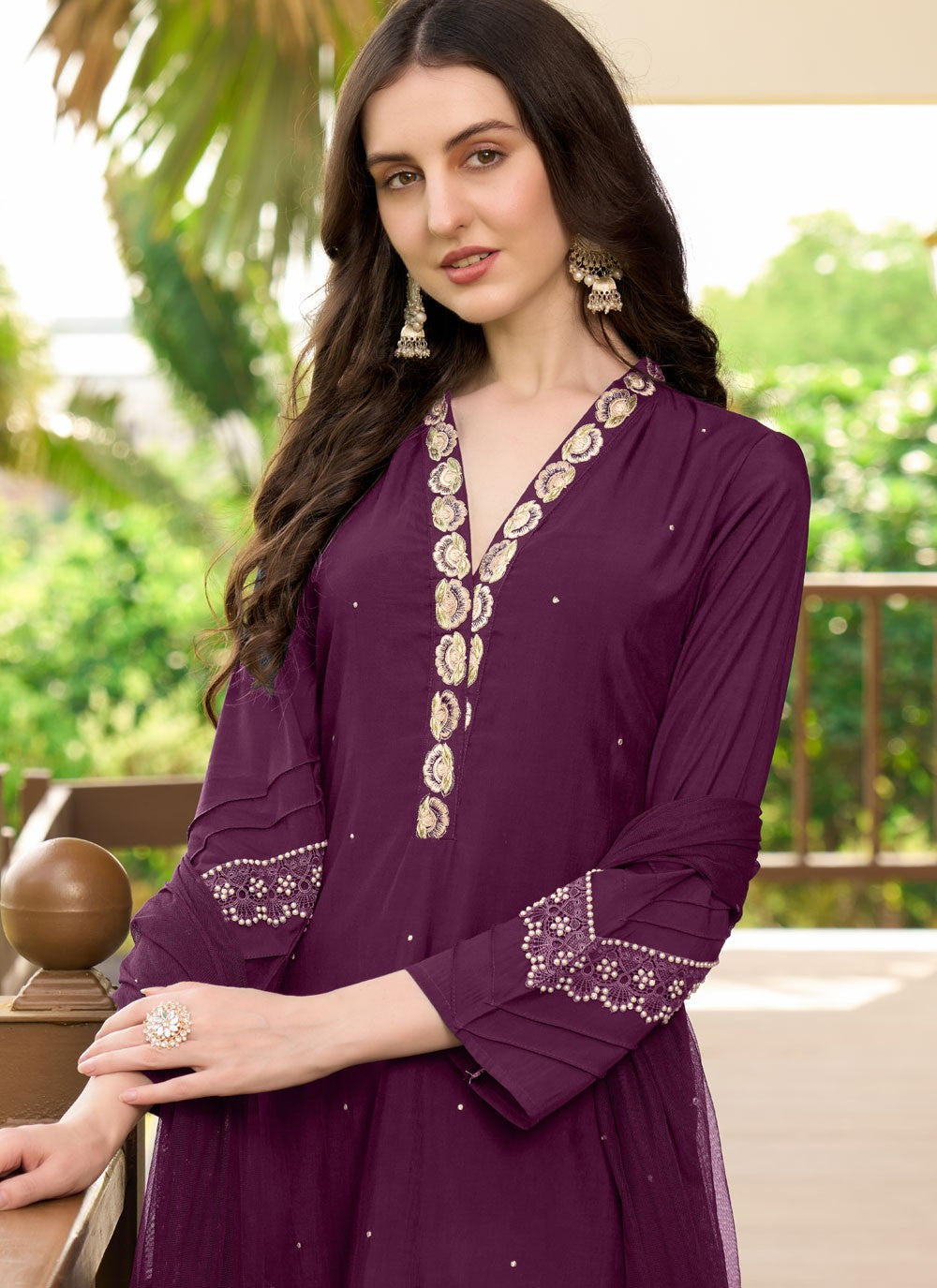 Embroidered Art Silk Salwar Suit - T4415