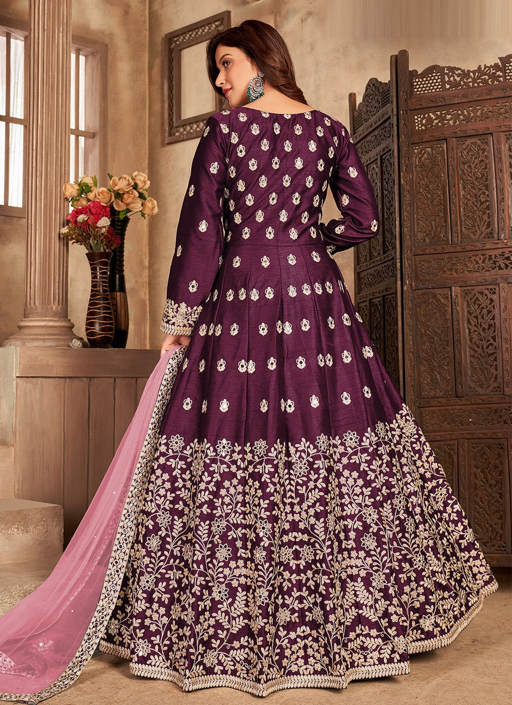 Art Silk Floor Length Anarkali - T618