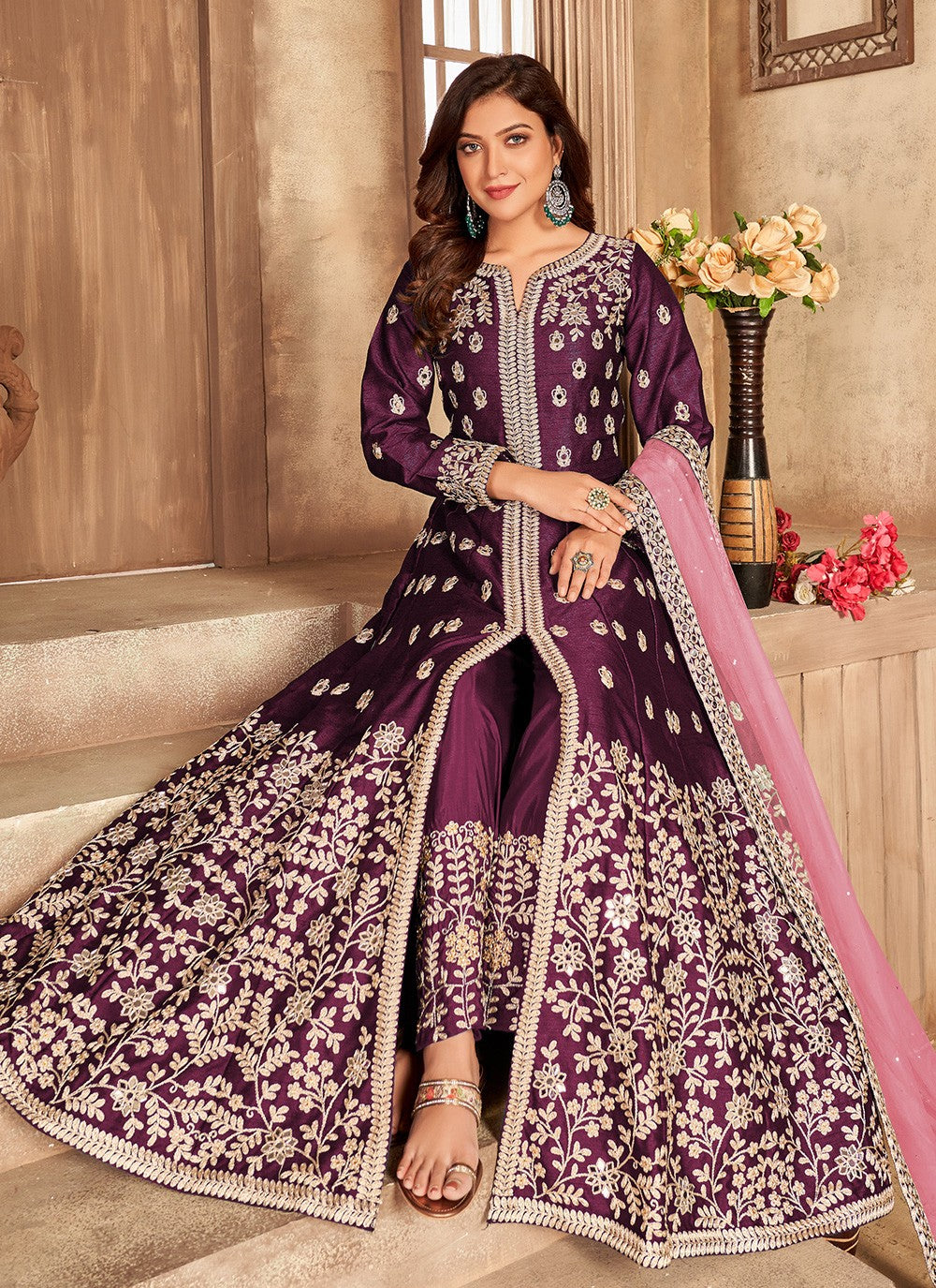 Art Silk Floor Length Anarkali - T618