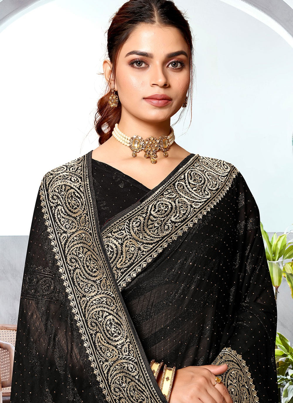 Classic Embroidered Art Silk Saree - S5981