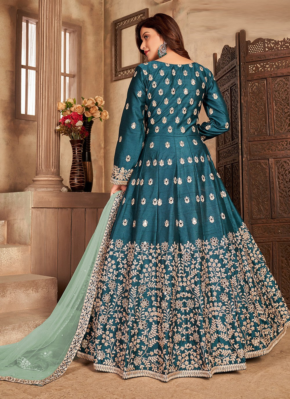 Art Silk Floor Length Anarkali - T618