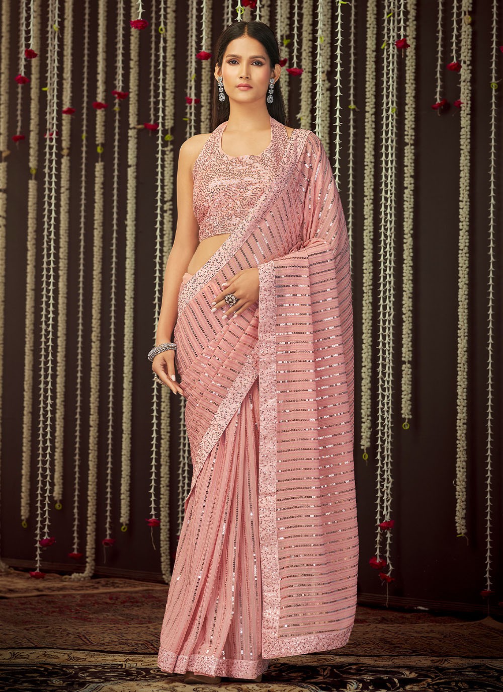 Contemporary Thread Organza Saree - S1455