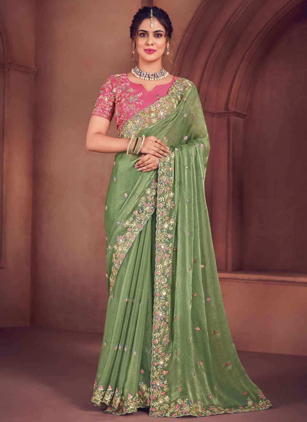 Embroidered, Zari Art Silk Saree - S12177