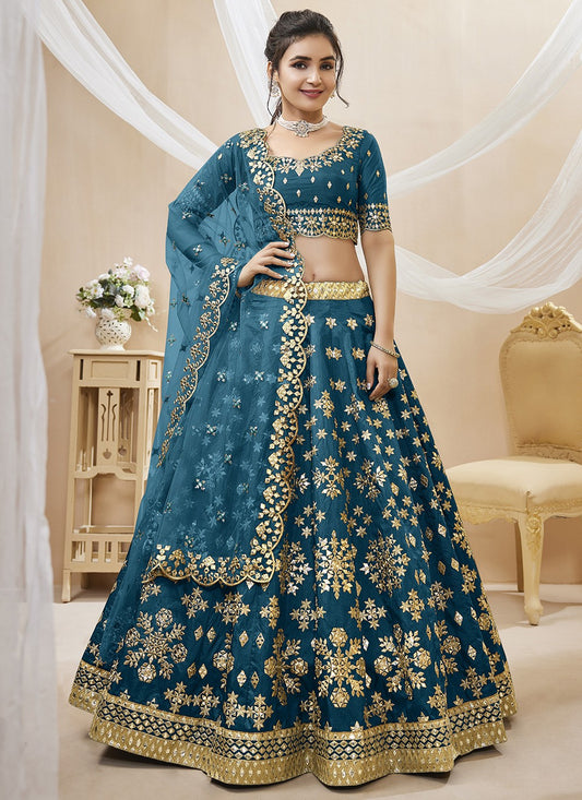 Embroidered Art Silk A - Line Lehenga - L1009