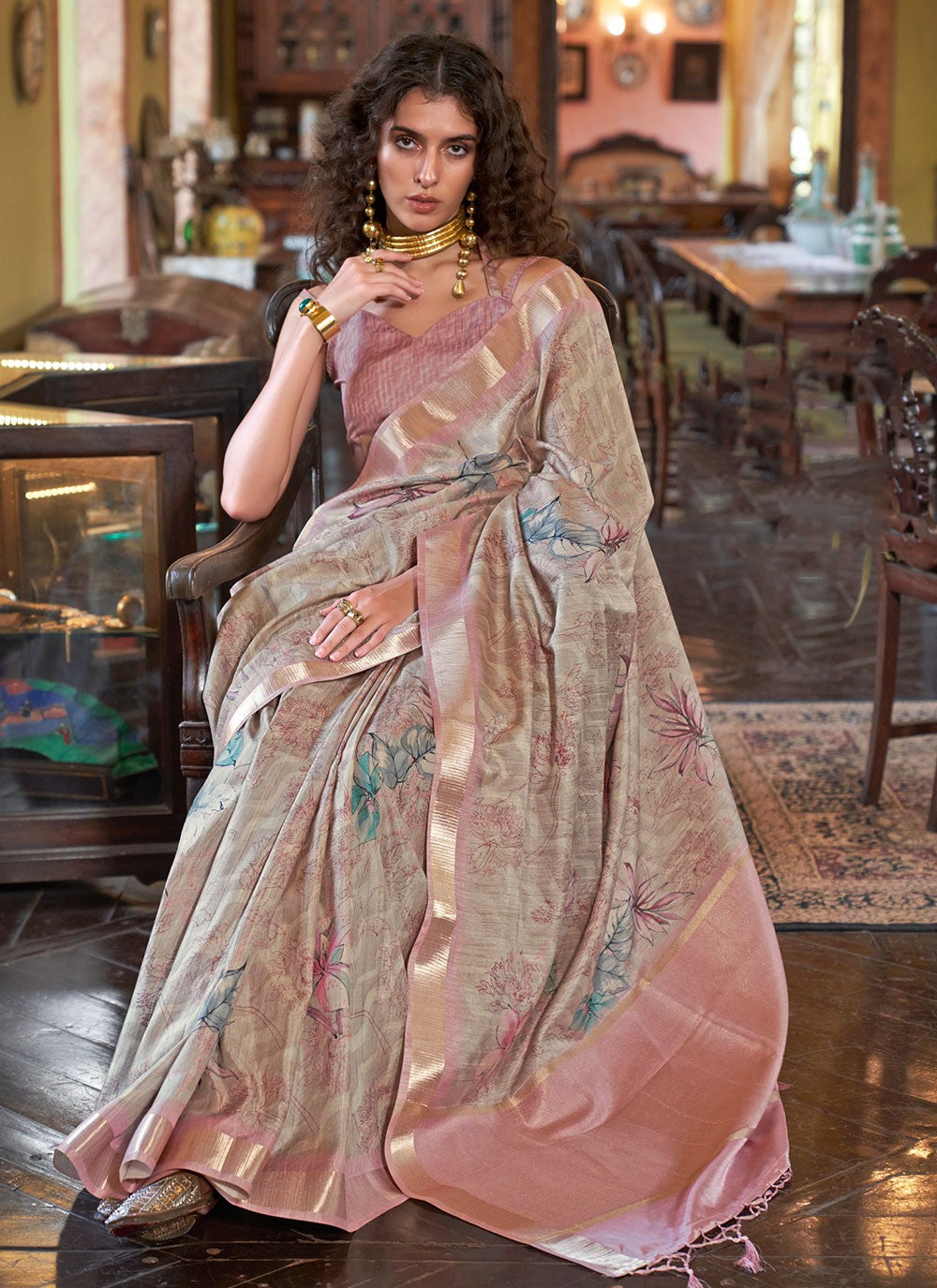 Casual Digital Print Banarasi Silk Saree - S6101