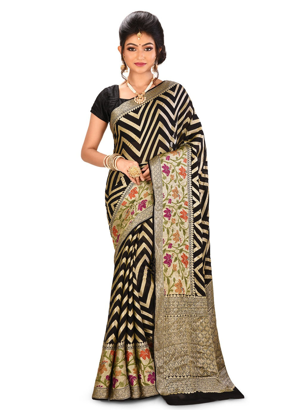 Contemporary Weaving Zari Banarasi Silk Saree - S0376