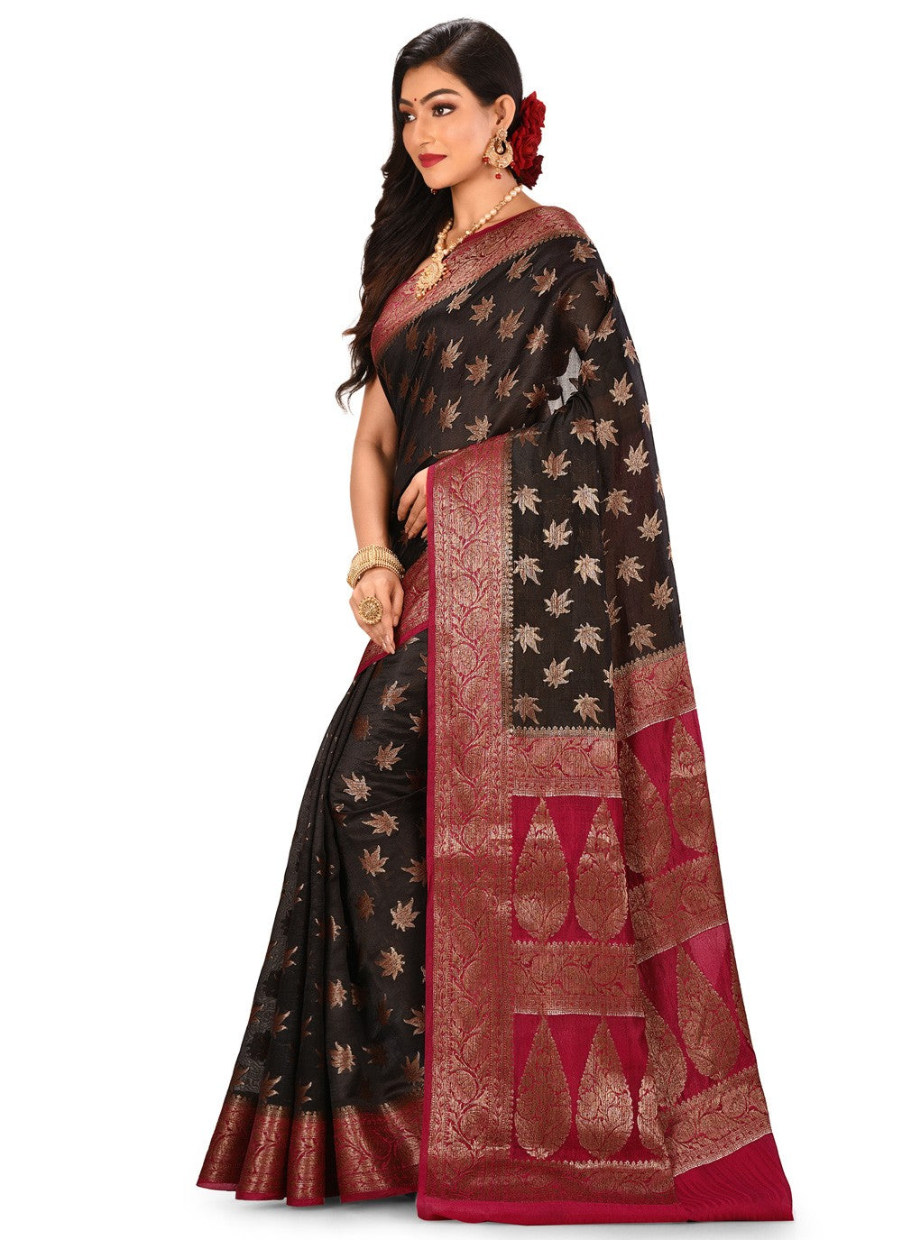 Contemporary Weaving Zari Banarasi Silk Saree - S0376