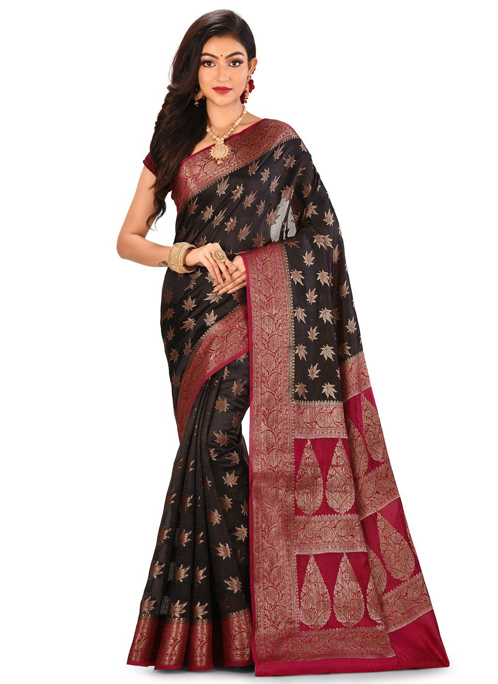 Contemporary Weaving Zari Banarasi Silk Saree - S0376