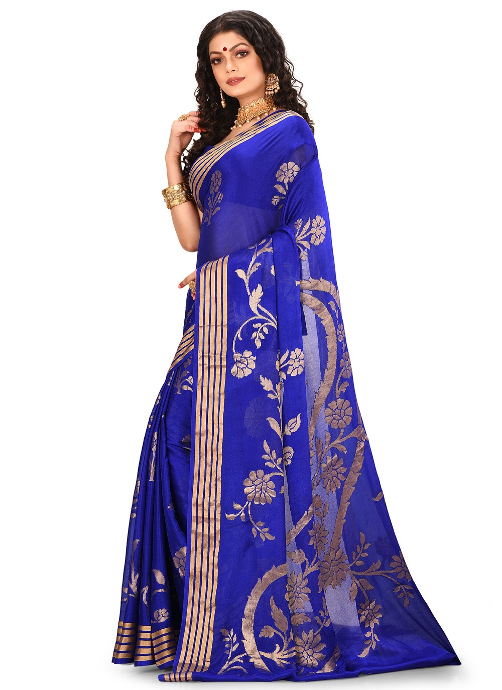 Contemporary Weaving Zari Banarasi Silk Saree - S0376