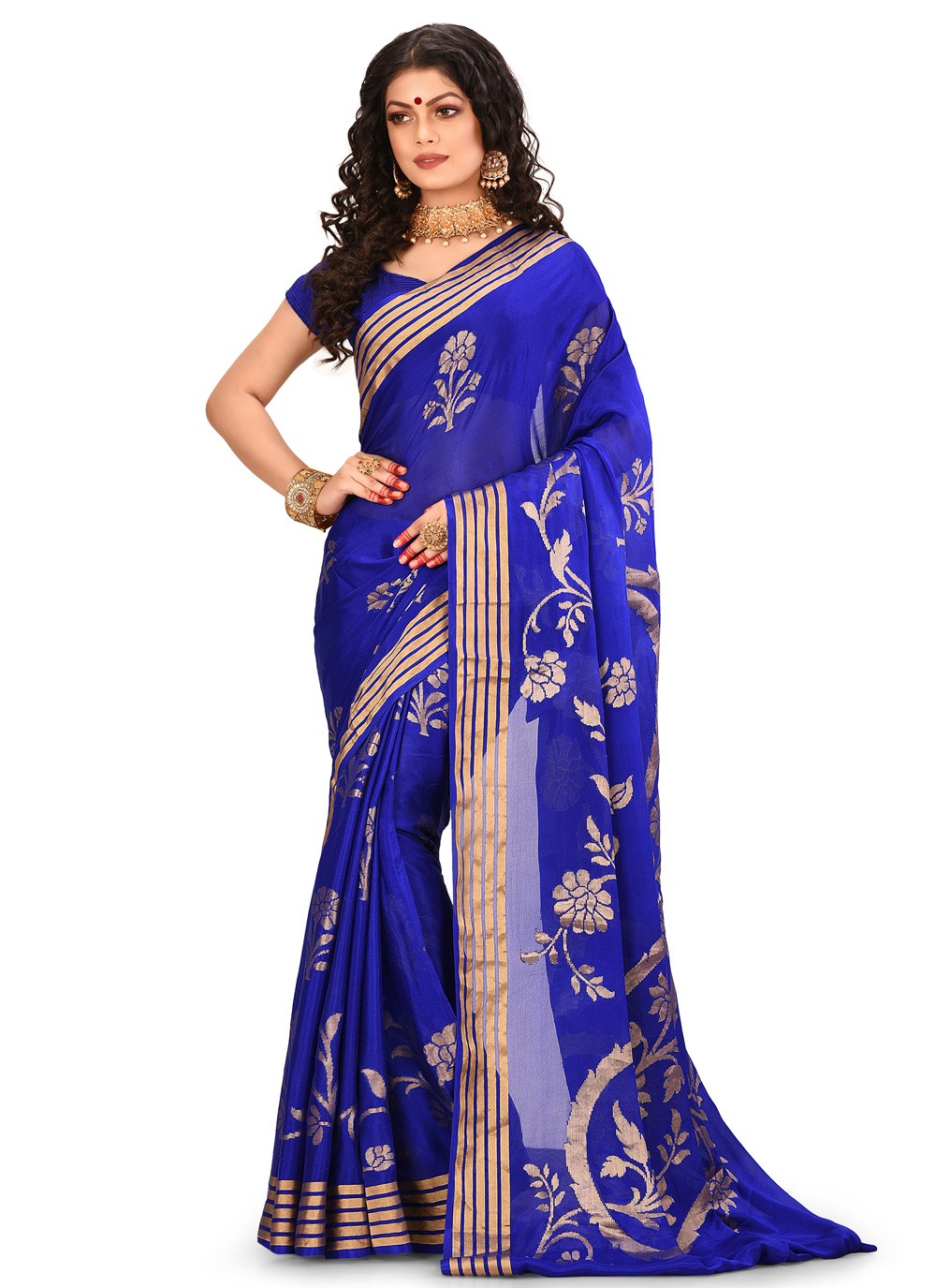 Contemporary Weaving Zari Banarasi Silk Saree - S0376