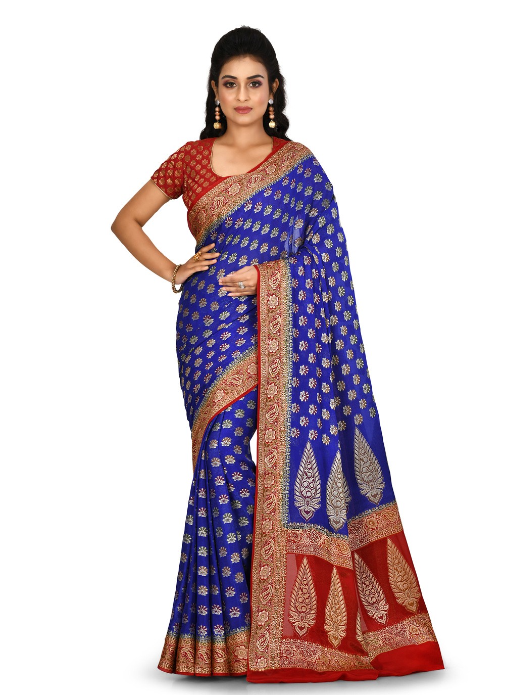 Contemporary Weaving Zari Banarasi Silk Saree - S0376