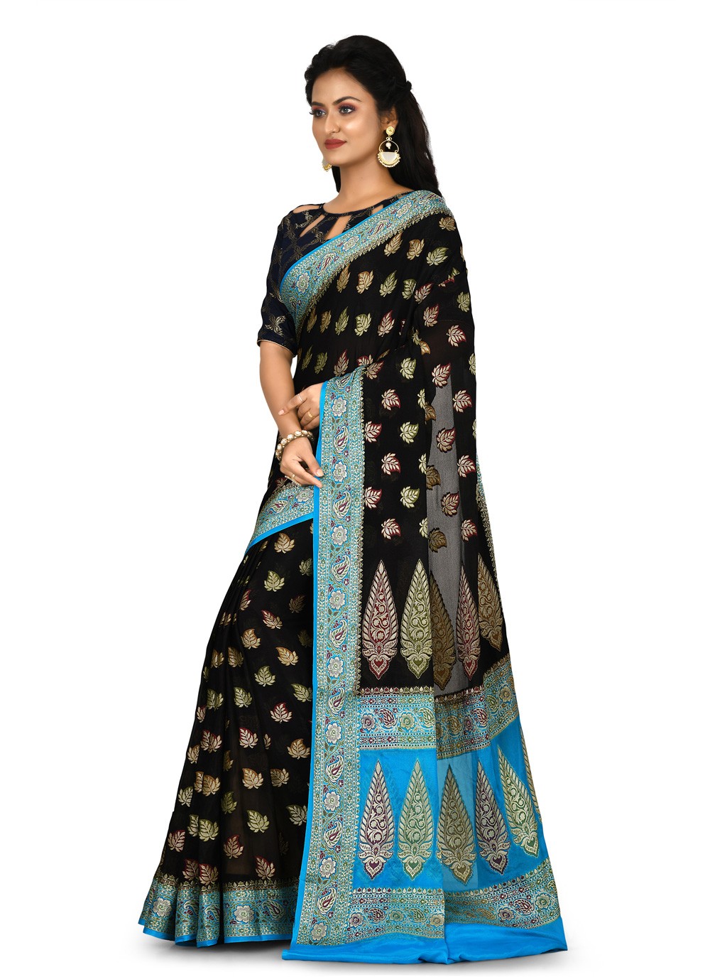 Contemporary Weaving Zari Banarasi Silk Saree - S0376