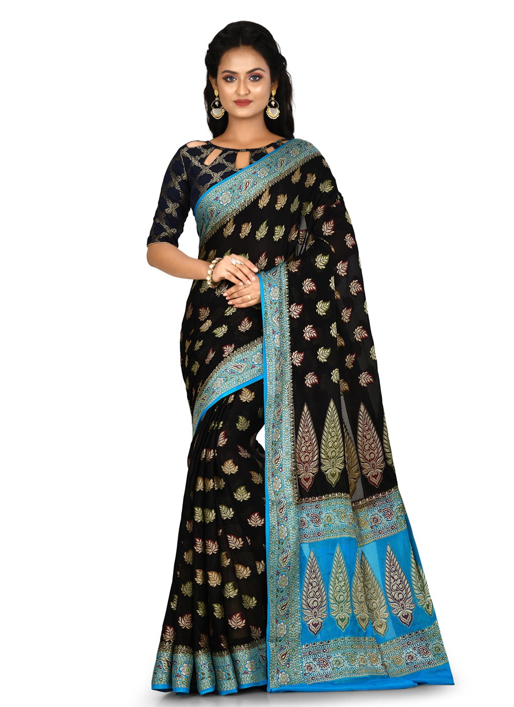 Contemporary Weaving Zari Banarasi Silk Saree - S0376